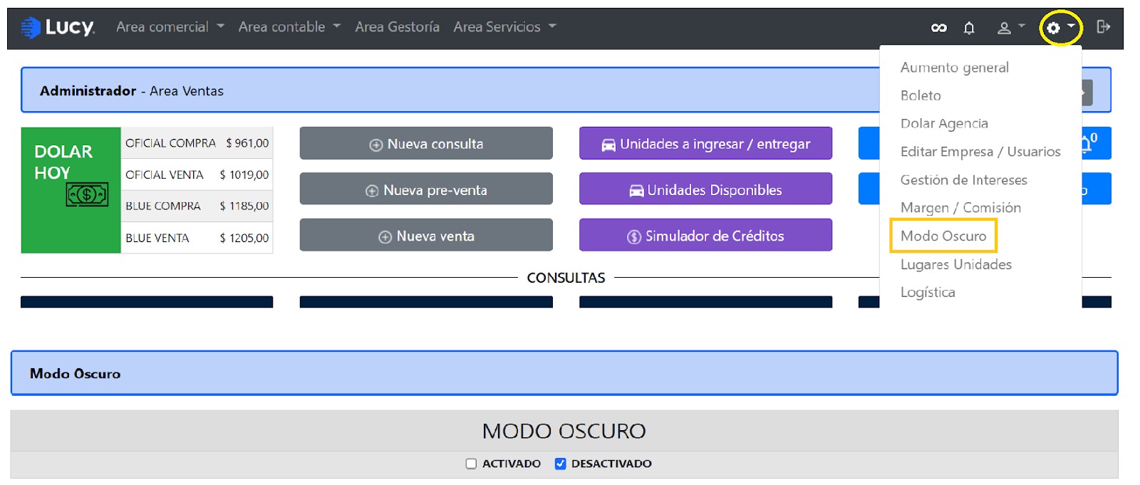 Configuración > Mode