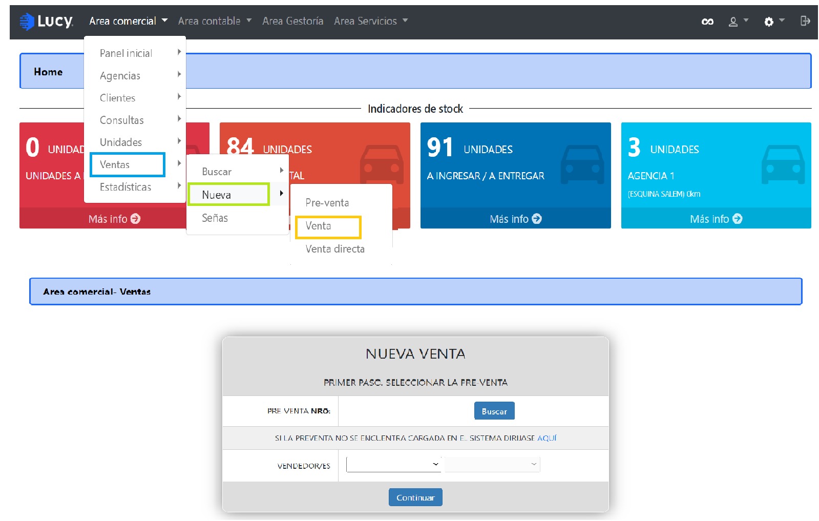 Ventas > Nueva > Venta